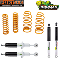 IRONMAN 4X4 - Kit suspension réhausse +40mm Mitsubishi Pajero 3.2 DID comprend : 2 paire de ressorts  MEDIUM - 2 amortisseurs RESPONSE - 2 amortisseurs ELITE avant