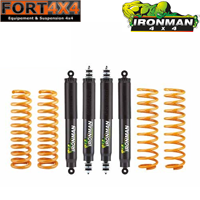 IRONMAN 4X4 - Kit réhausse +40mm pour Nissan Navara D23 NP300 Double Cab comprend : 1 paire de ressorts Très Renforcés avant - 1 paire de ressorts Très Renforcés arrière - 4 amortisseurs ELITE PRO