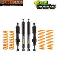 IRONMAN 4X4 - Kit suspension réhausse +40/45mm Toyota LandCruiser KDJ150/155 comprend : 2 ressorts avant médium - 2 ressorts arrière médium - 4 amortisseurs Elite Pro