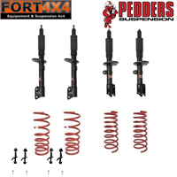 PEDDERS - Kit suspension réhausse +40mm Dacia Duster comprend : 2 ressorts médium avant, 2 ressorts médium arrière, 2 kits correcteur d'angle, 4 amortisseurs TrackRyder gaz