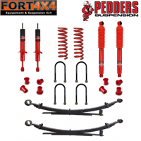 PEDDERS - Kit de suspensions Pedders +40mm Ford Ranger 2011+ comprenant : Ressorts avant médium -Paquets lames arrière renforcés médium -Silentblocs AR -Etriers de pont lames arrière - 4 Amortisseurs Foam Cell Hydrauliques