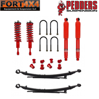 PEDDERS - Kit suspension réhausse +40mm Isuzu D-Max depuis 2012 comprend : Combinés Ressorts/Amortisseurs Ezifit -Paquets lames arrière renforcés médium -Silentblocs polyuréthane -Etriers de pont lames arrière -Amortisseurs AR Foam Cell