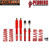 PEDDERS - Kit suspension réhausse +40mm Mitsubishi Pajero 3.2 DID comprend : 2 paire de ressorts MEDIUM - 4 amortisseurs Bi Tube Gaz