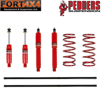 PEDDERS - Kit suspension réhausse +40mm Toyota HDJ100 comprend : Paire de barres de torsion renforcées -2 ressorts AR renforcés médium - 4 amortisseurs Foam Cell