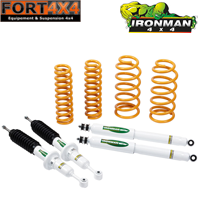 IRONMAN 4X4 - Kit suspension réhausse +40/50mm pour Toyota LandCruiser KDJ/KZJ 90 95 comprend : 2 ressorts médium AV - 2 ressorts médium AR - 4 amortisseurs ELITE