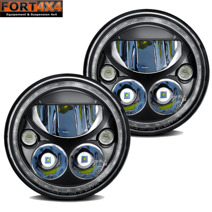 Paire De Feux De Croisement/passage LED 4,5" Pour Harley Davidson - Noirs, 6000K, Neufs