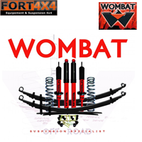 WOMBAT - Kit suspension réhausse +50mm Ford Ranger 2011 à 2018 comprend : - 2 Ressorts 0-50 kg - 2 Lames 0-300 kg - 4 Amortisseurs hydrauliques - 2 Jeux de Brides - 1 Kit silent blocs - Jumelles et axes graissables