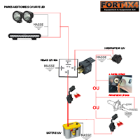 SCHEMA UNIVERSEL DE BRANCHEMENT D'UNE BARRE LED OU DE PHARES ADDITIONNELS