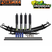 IRONMAN 4X4 - Kit suspension réhausse +40mm Ford Ranger 2006 à 2011 comprend :- 1 Paire de Barre de Torsion - 2 Lames TRES RENFORCEES - 4 Amortisseurs ELITE PRO - 2 Jeux de Brides - 1 Boîte de Bague