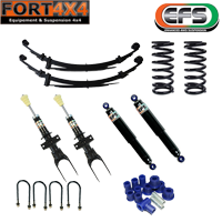 EFS - Kit suspension réhausse +25mm Volkswagen Amarok comprend : - 2 Ressorts médium - 2 Lames médium - 4 Amortisseurs EFS Elite - Jeu de 4 Brides - 1 Kit silent blocs pour 2 lames