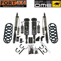 OME BP51 Kit suspension complet AV +40mm AR+ 40mm (>800 kg) Comprend : Combinés Ressort-Amortisseur OME BP51 - Amortisseurs OME BP51- Axes centraux- Brides de lame OME - Silent blocs OME - Lames additionnelles OME - Lames de suspension AR+40mm HHD 