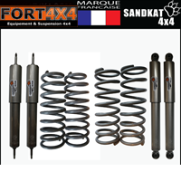 SANDKAT 4X4 - Kit suspension réhausse +70mm Nissan Patrol GR Y61 long comprend : paire de ressorts avant +100 kg - paire de ressorts arrière +200kg - 4 amortisseurs Nitrogas