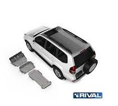 Kit de 3 plaques de protection Toyota Landcruiser 120 (07-10)Blindage moteur avant + moteur arrière + boite de vitesse et boite de transfert- pour modèles 3 et 5 portes  Epaisseur Aluminium 6mm