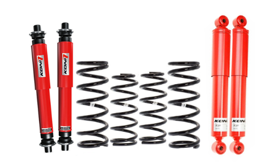 KIT DE SUSPENSION KONI / OME REHAUSSE +40MM TARAGE HD -2 ressorts avant tarage +30kg 2 ressorts arrière tarage +200kg 4 amortisseurs heavy track