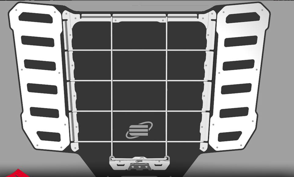 Protection de capot bicouche fond noir et retour alu  avec filet pour Suzuki Jimny