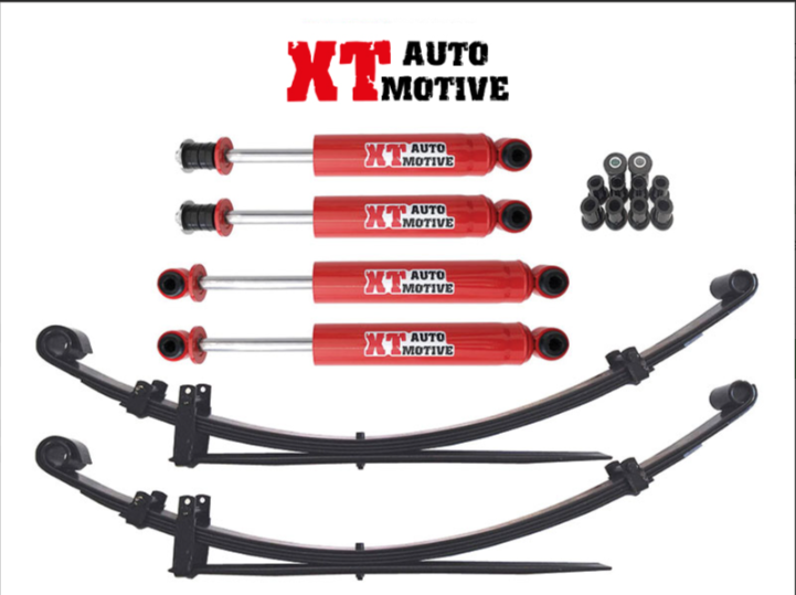 XT-AUTOMOTIVE-Kit suspension réhausse +50mm Isuzu D-Max 2002 à 2012 (sans barres de torsion) comprend : 1 jeu de bagues - 2 lames renforcées médium - 4 amortisseurs hydrauliques