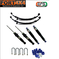 RUPTURE DE STOCK-EFS -KIT SUSPENSION + 45 mm PAJERO 1 - 3 PORTES -4 amortisseurs + lames + silent blocs de lames et brides 