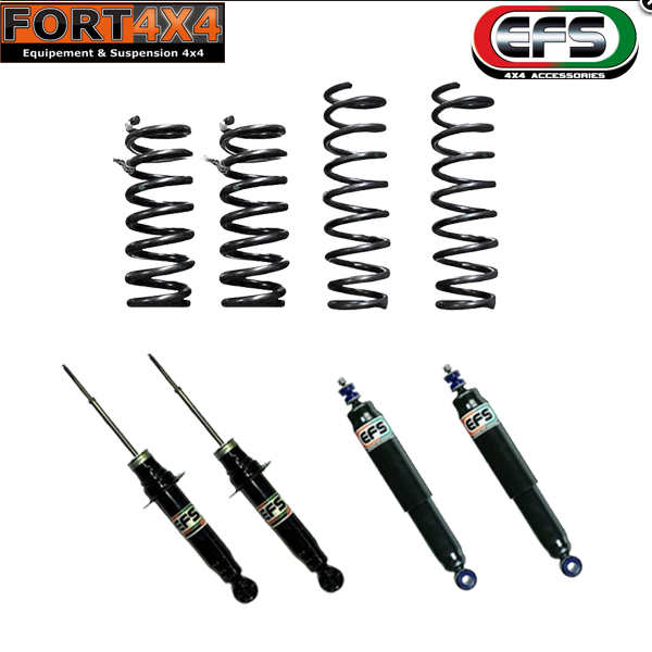 EFS - Kit suspension réhausse +40mm pour Toyota LandCruiser KDJ/KZJ 90 comprend : 2 ressorts avant +70KG - 2 ressorts arrières +250KG - 4 amortisseurs EFS Elite