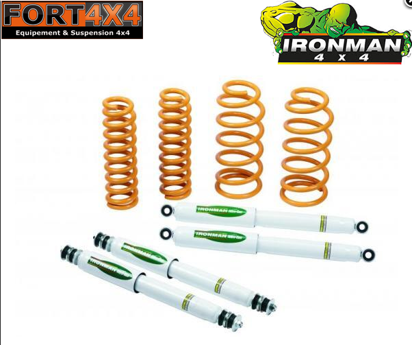 IRONMAN 4X4 - Kit suspension réhausse +35mm Land Rover Defender 110 comprend : 2 Paires de ressorts light - 4 Amortisseurs RESPONSE