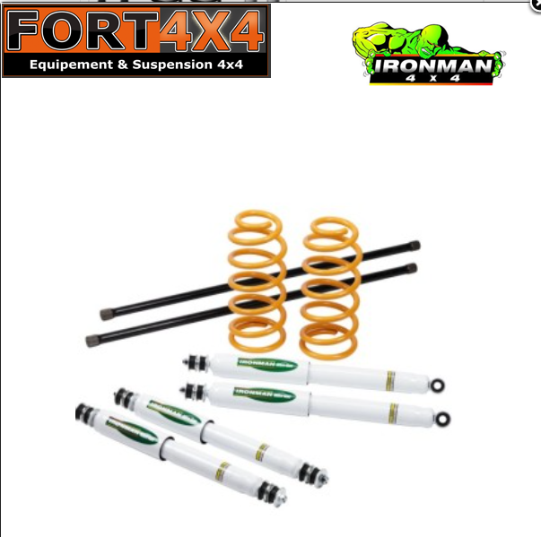 Kit de suspension +40mm comprenant 1 paire de barres de torsion 1 paire de ressorts MEDIUM, 4 amortisseurs ELITE