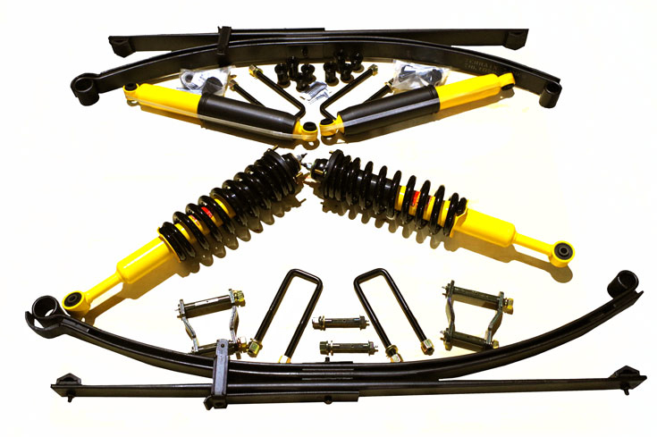 KIT DE SUSPENSION TERRAIN TAMER COMBINÉ ASSEMBLÉ AVEC LAMES PARABOLIQUES 700-850KG REHAUSSE +40/50MM POUR MITSUBISHI L200 A PARTIR DE 2015 ET FIAT FULLBACK