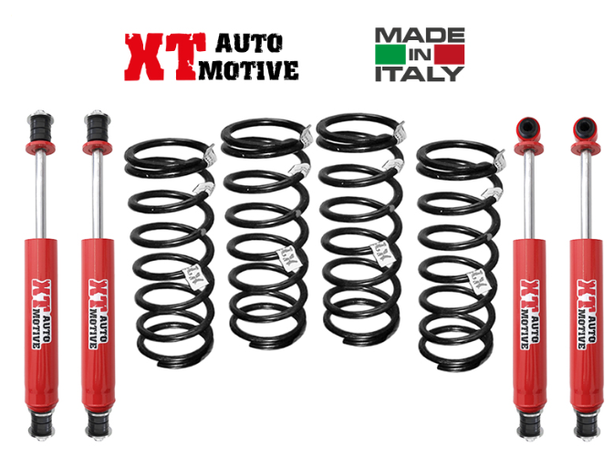 XT Automotive-Kit de rehausse +4/5 cm pour Land Rover Discovery 200/300TDI -4  amortisseurs diam 61mm -tige de 20 mm+ 4 ressorts