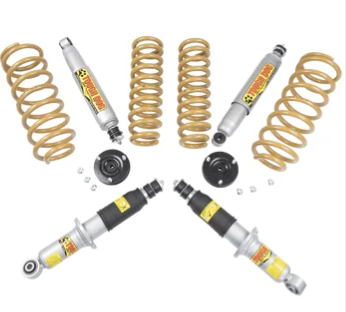 TOUGH DOG - KIT SUSPENSION  - Réhausse +40mm / Charge Médium +100KG AR - 4 amortisseurs, 4 ressorts, 2 coupelles, 2 biellettes rallongées