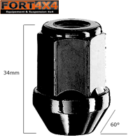 6 ECROUS 12X1.50 19mm cône 60° BLACK