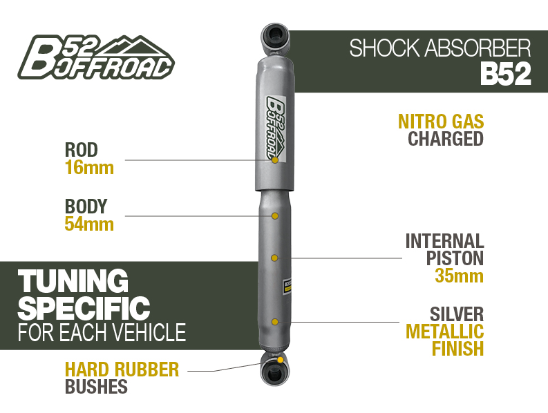 Amortisseur B52 tout-terrain pour Nissan Patrol 2.8TD arrière + 5 cms 