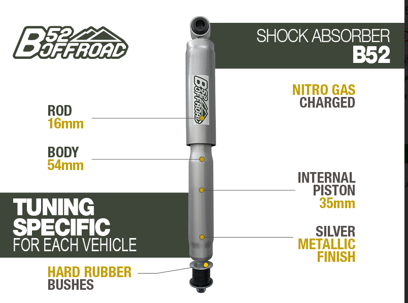 Amortisseur B52 tout-terrain pour Nissan Patrol 3.3 arrière + cms