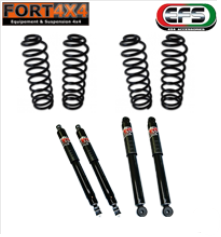 EFS - Kit suspension réhausse +50mm Nissan Patrol Y61 Long composé de - 2 ressorts avant +120 2 ressorts arrière + 300kg - 4 amortisseurs EFS renforcés XTR