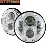 PHARE A LED CHROME 7 POUCES HOMOLOGUE ECE R10 R112 R7 - PACK DE 2
