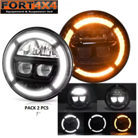 PHARE A LED 7 POUCES HOMOLOGUE ECE R10 R148 R149 AVEC CLIGNOTANT - PACK DE 2