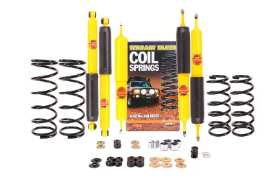 TERRAIN TAMER-KIT SUSPENSION NISSAN PATROL Y 60 3PORTES +40 MM- 4 AMORTISSEURS + 2 RESSORTS ARRIERE PROGRESSIFS 0 A 300 KG ET 0 A 100 KG AVANT+amortisseur de direction