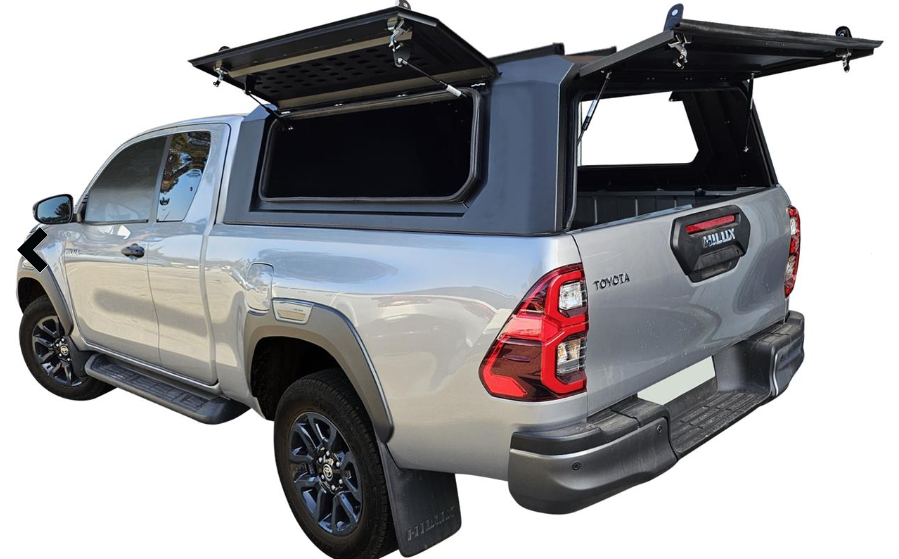 HARD TOP ALUMINIUM NOIR UPSTONE TOYOTA HILUX DOUBLE CABINE 2015+ PORTE PAPILLON NON VITRÉE Toyota Hilux