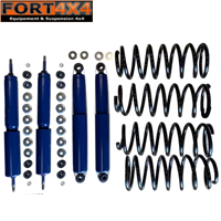 SANDKAT - Kit suspension réhausse +70mm Nissan Patrol GR Y60 court comprend : paire de ressorts avant +60KG - paire de ressorts arrière +150KG - 4 amortisseurs Nitrogas