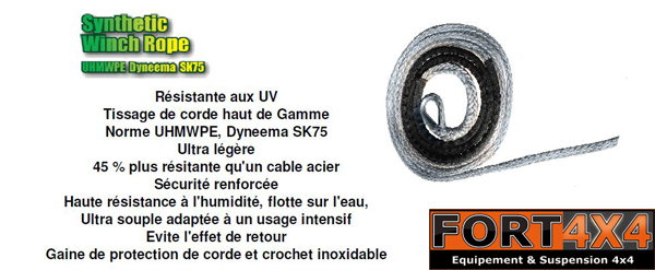 Corde de treuil synthétique Competition renforcée - 12mm - 13.5t - 40m