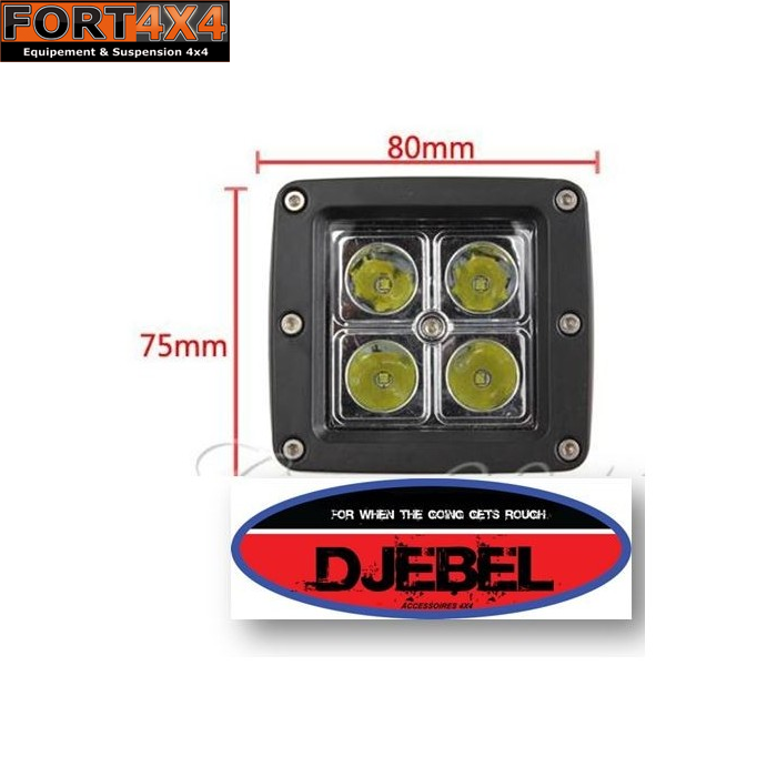 Feux LED additionnels carrés longue portée 75mm pour camion et 4x4