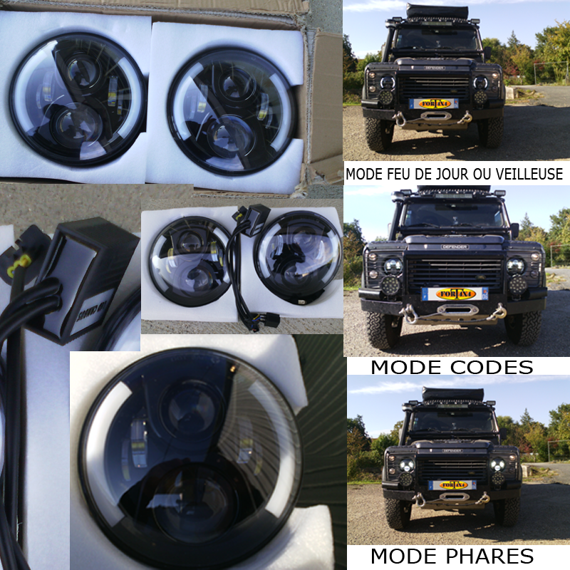 PHARES LED JEEP WRANGLER, PHARES LED DEFENDER, PHARES LED PATROL, PHARES LED  LAND CRUISER. FORT 4x4 Accessoires, équipements, suspensions 4x4