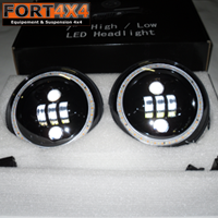 PHARES LED NOIRS HALO 360° POUR JEEP WRANGLER, DEFENDER, PATROL Y60 , LAND CRUISER SERIE 7